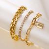 VKME Hot Sale Double-Layered Cuban Chain Bracelet Set Punk Style with Thick Gold-Plated Bands for Men Women Hip Hop Jewelry