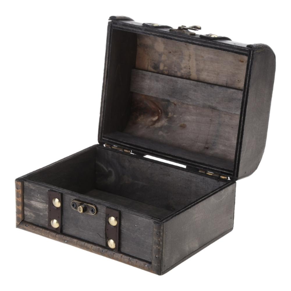 Antique Retro Treasure Chest Wooden Storage Box Decorative Jewelry Organizer Box  Trinket