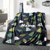 Custom Name Christmas Tree Theme Printed Blanket - Perfect for Couch, Bed, Travel & Outdoor Use | Machine Washable, Cozy & Durable.