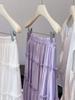 Women's High-Waist Ruffle Patchwork Skirt: Solid Color, Layered Long Hem for Spring/Summer 2026