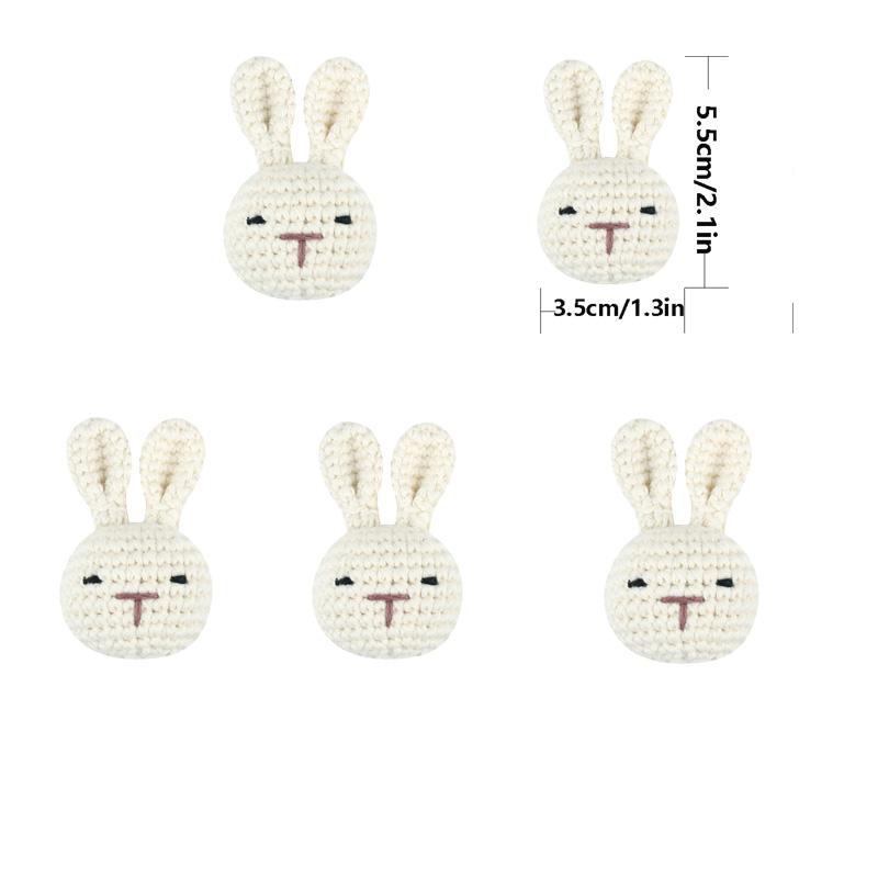 5pc Crochet Beads Animal Rabbit  Chewable Beads DIY Wooden Teething Knitting Beads Jewelry Crib Sensory Toy Baby Teether