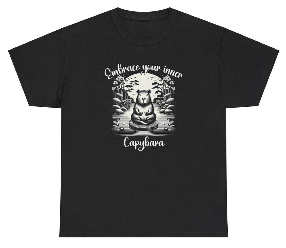 Embrace Your Inner Capybara T Shirt Silly Y2k Gen Z Ironic Animal Lover Meme Tee S