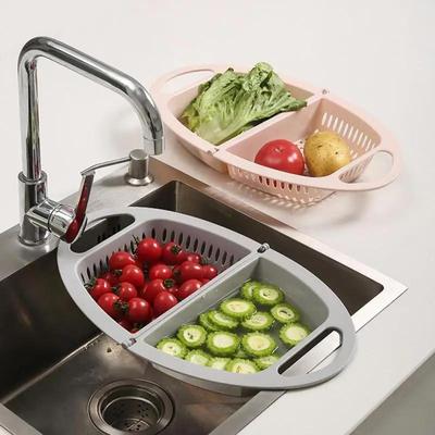 Kitchen Drain Basket Fruit Pot Wash Fruit Colander Household Basket Plastic Vegetable Foldable Basket Kitchen Sink Bowl Washing