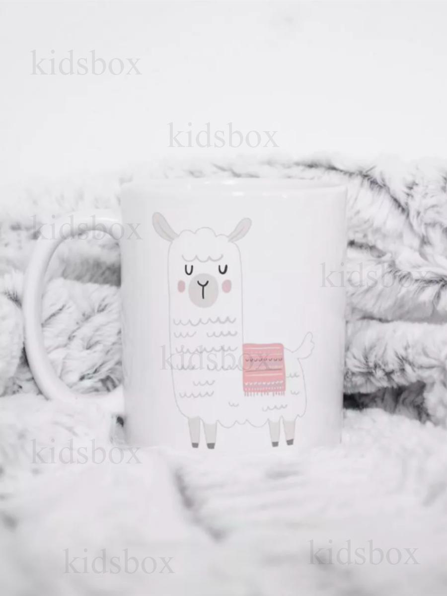 

Кухоль Лама з принтом керамічна чашка Lama 330 мл 9.5 білий