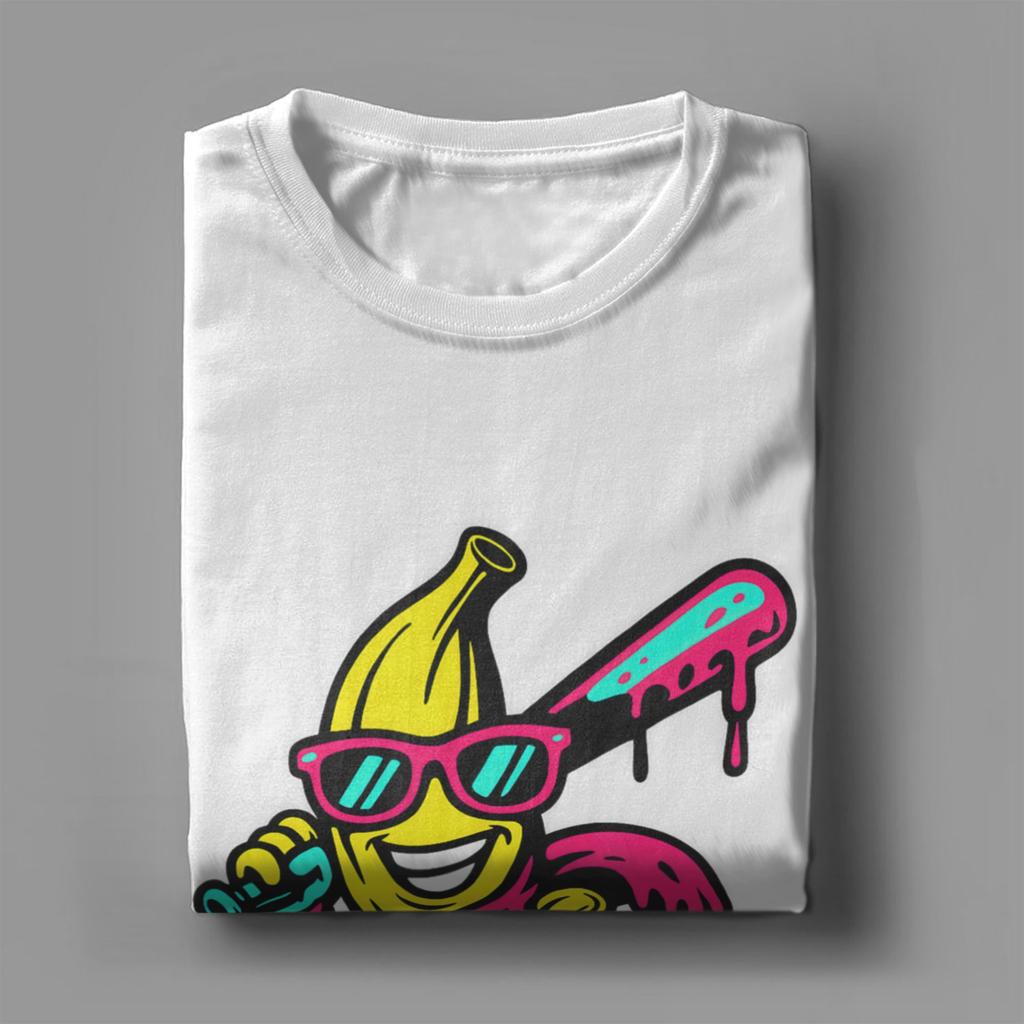 Banana Funny Baseball Unisexs T Shirt  Vintage Tees Short Sleeve O Neck TShirts Cotton Plus Size Clothes