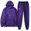 European Size Plus Fashion Printed Sweater Autumn and Winter Fleece Warm Hoodie Casual Sports Women's Suit