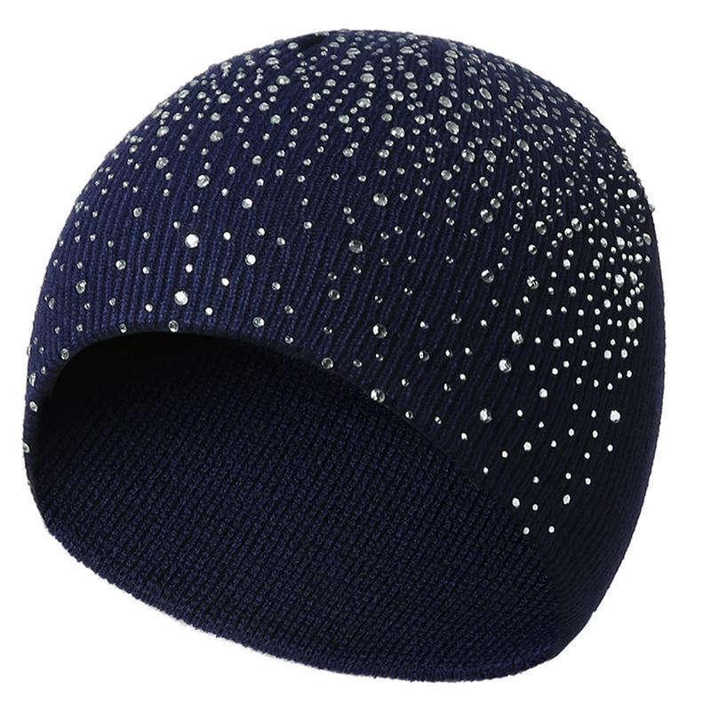 Autumn Winter Beanie Casual Rhinestone Knit Hat