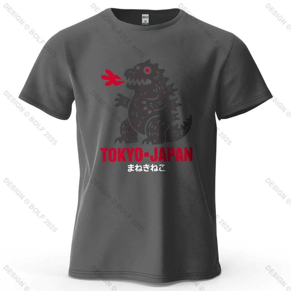 Tokyo Dinosaur Printed Men's T-Shirt Oversized Japanese Harajuku Graphic Tees for Women Tops Tees Casual Streetwear