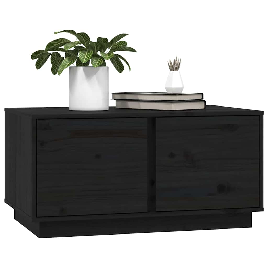Vidaxl Stolik Kawowy, Czarny, 80X50X40 Cm, Lite Drewno Sosnowe