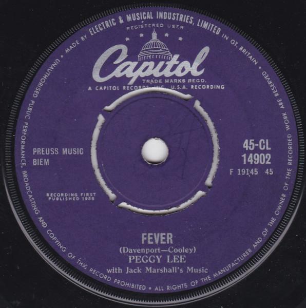 

7inch Record PEGGY LEE - Fever 45CL14902 Capitol Records 1958 UK Pop Used