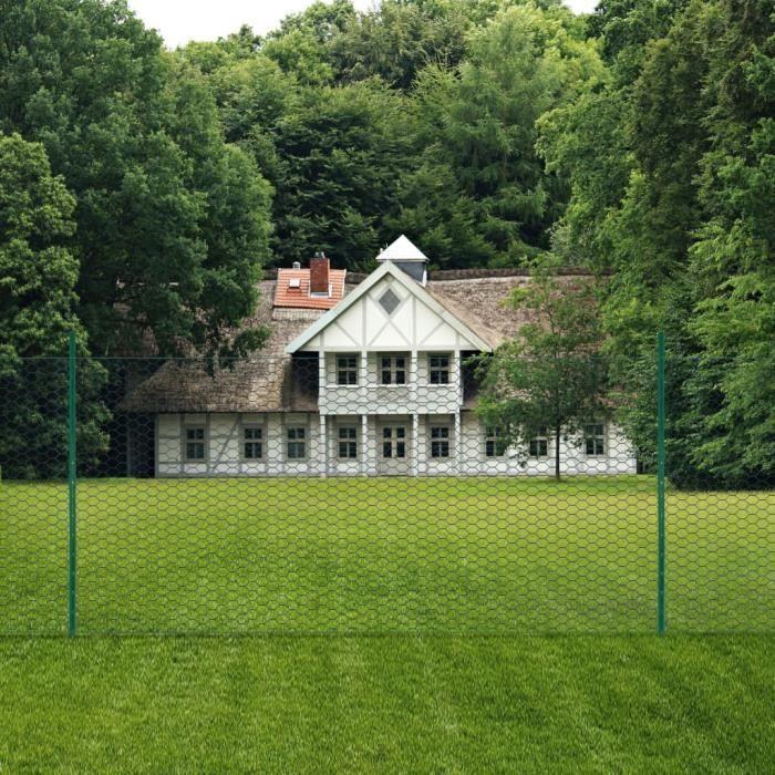 VidaXL Clôture en grillage métallique avec poteaux Acier 25x2 m Vert
