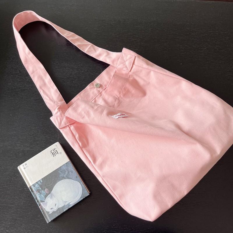 Cream Candy Canvas Bag Ins Wind Dopamine Solid Color Casual Shoulder Underarm Student Schoolbag