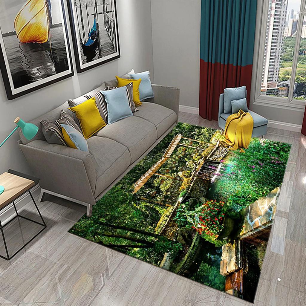 European Style Garden Carpets Colorful Flowers Rugs for Home Living Room Teens Bedroom Decor Carpet Bathroom Non-slip Area Rugs