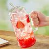 1080ml Große Kapazität Strohhalmbecher Glasbecher mit Deckel - Eiskaffeebecher, Wiederverwendbarer Trinkbecher für Kaffee, Tee, Eiskaffee Americano
