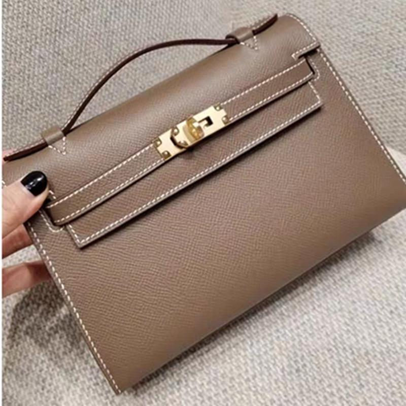 New Kelly bag palm pattern cowhide shoulder portable fashion leather small square bag women
