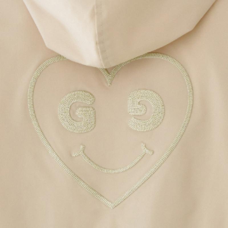 Goxo Windbreaker Hoodie Beige Smile Heart