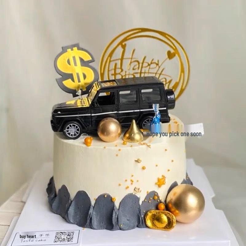 Mercedes Black Alloy Sports Car Off-Road Cake Topper for Birthdays