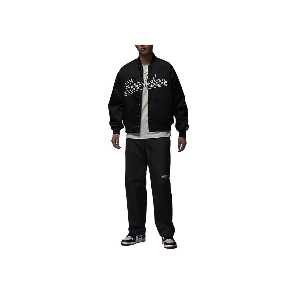 Jordan Flight MVP Letter Single Button Casual Langarm Baseballjacke Herrenjacken Schwarz FN4660-010