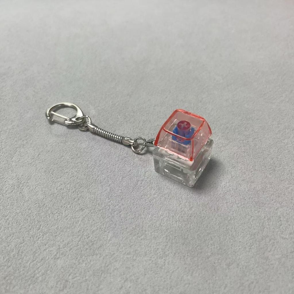 Mechanical Keyboard Keycap Stress Relief Keychain Led Bag Charm Lightweight Click Fidget Key Ring For Office Stress