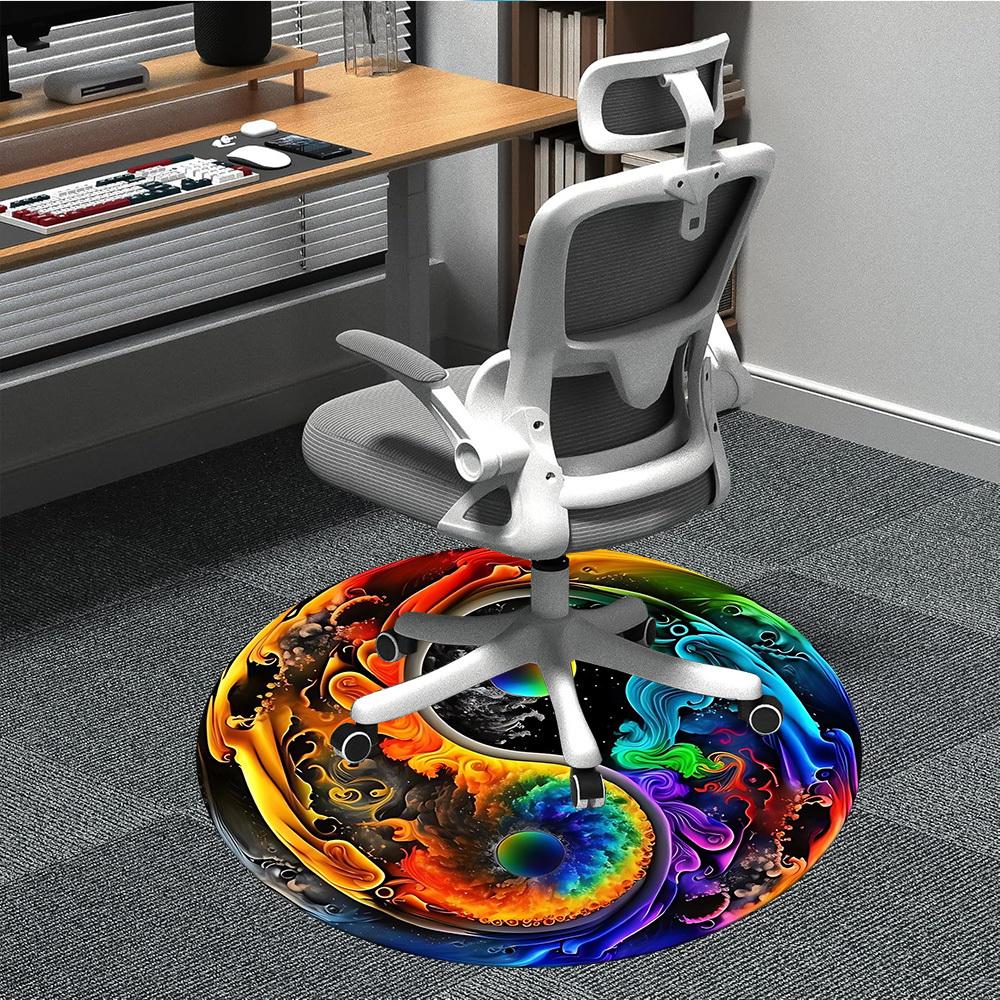 

1pc Cosmic Yin Yang Symbol Chair Carpet for Office Non-Slip, Machine Washable Rug for Office, Room - Holiday Decor, Machine Made yy251016041 80cm by 80cm