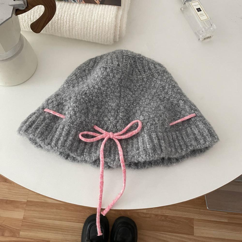 Warm Bow Drawstring Hat Korean Style Winter Gloves Cartoon Wool Bowknot Scarf  Ski