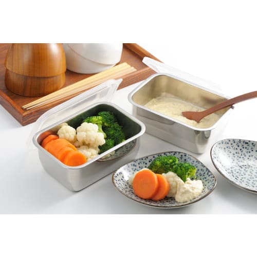 Set of 2 Stainless Steel Storage Containers with Lids 1214797