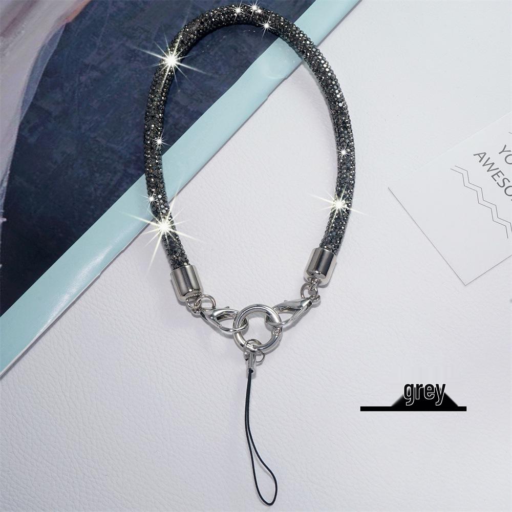 Luxury Rhinestone Phone Lanyard: 0.8CM Anti-Lost Wrist Keychain and Bag Chain