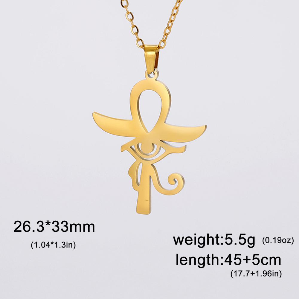 Dawapara Eye of Horus with Ankh Cross Necklace Key of Life Protection Ancient Egypt Jewelry Stainless Steel Necklace