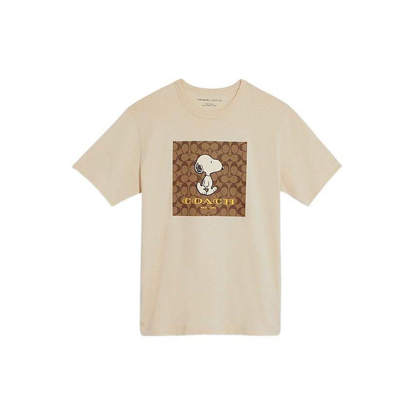 Coach FW22 Letter Pattern Printed Round Neck Short Sleeve T-Shirt Men T-Shirts Khaki CE544-UC6 XXL