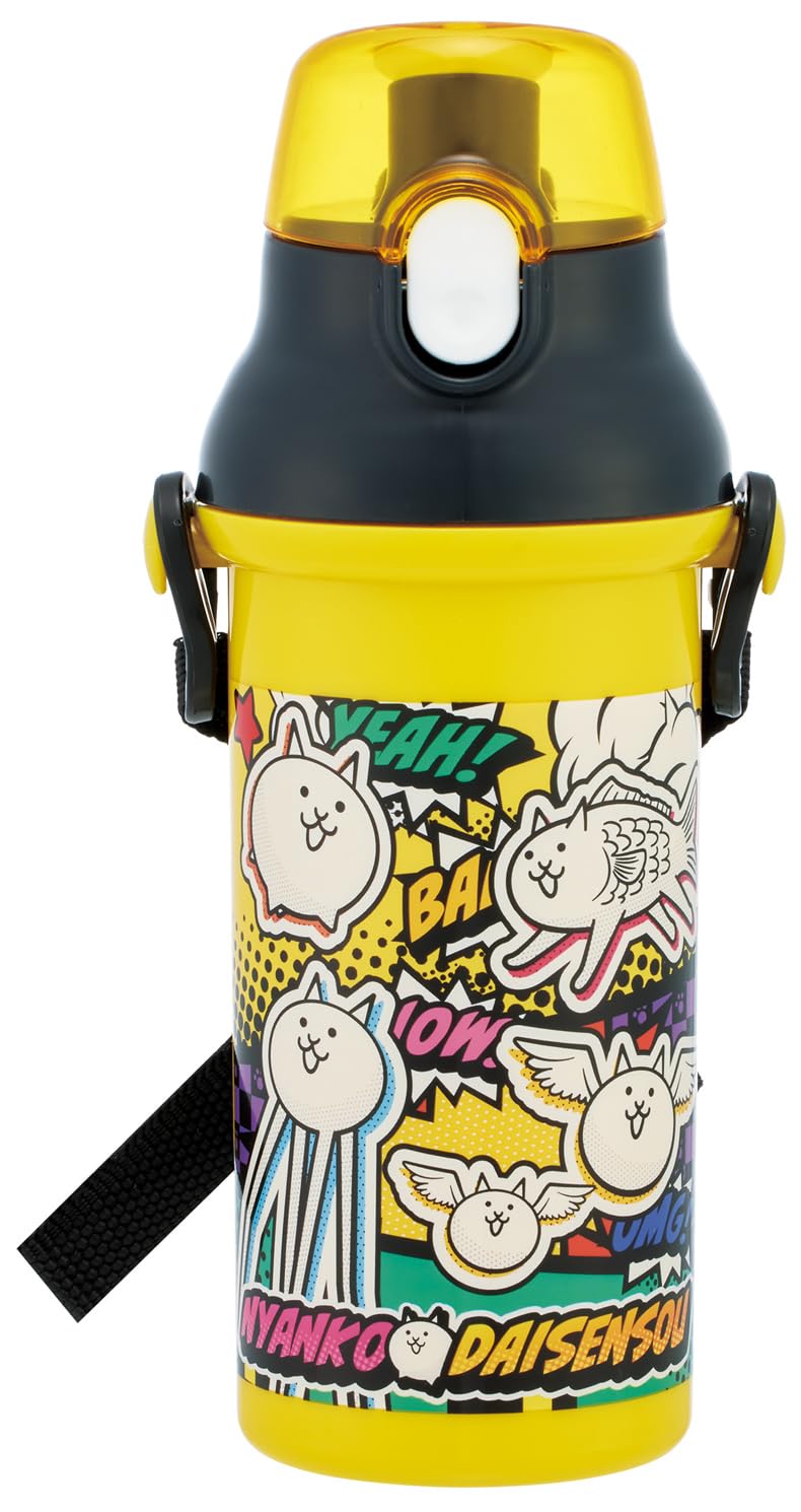 

Skater Direct Drinking Water Dishwasher Made in Battle for Boys and Kids Bottle, Plastic, 480ml, One-Push Open/Close, Safe, Japan, The Cats 26,