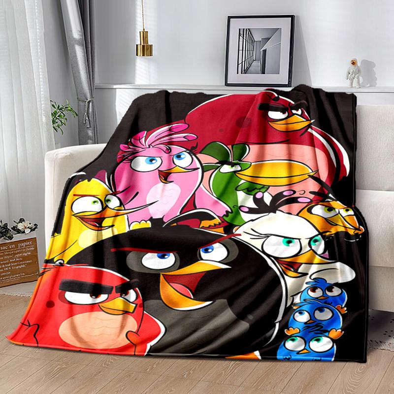 1pc Blanket angry Birds Print Design, Lightweight Blanket for Sofa, Bed- Soft &Warm, Gift for All Seasons like Christmas, Halloween