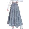 Women's Summer Elastic Waist Tiered Cake Skirt - Vintage High-Waist Paneled A-Line Pleated Midi Skirt for Hip Coverage & Slimming