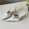 Fashion Elegant Thin High Heel Slide Sandals Women Fashion Butterfly-knot Pointed Toe Women Slippers Sexy Party Dress Shoes Luxury Heels