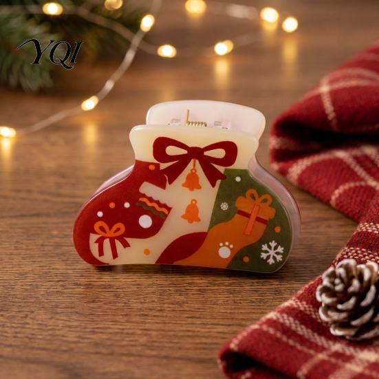 Fashionable Hair Jewelry for Winter Outfits Christmas Cartoon Claw Clip, Cute Holiday Clip Women, Non-slip Theme Ornaments Friends Strong Hold Acrylic