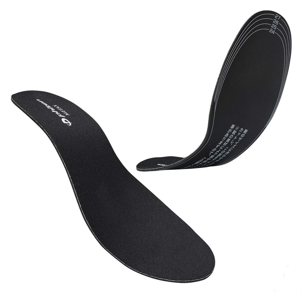 Phiten Metax Flat Insole, Sizes 24.0-28.0cm, Black, 0420TI463004
