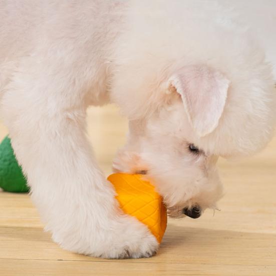 Squeaky Fruit Dog Toy Latex Dog Chew Toy Cute Fruit Shape Puppy Teething Toy for Small Medium Dogs Teeth Cleaning