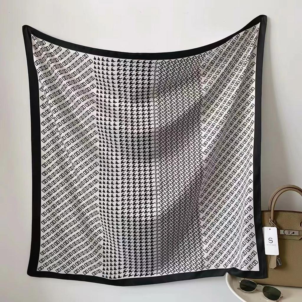 Design Luxury 90Cm Twill Silk Women Scarf Sunscreen Foulard Shawl Hijab Female Hair Hijab Wraps Neckerchief Bandanda Echarpe