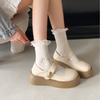 Round head Mary Jane small leather shoes women's 2025 spring new thick-soled thick-heeled retro single shoes
