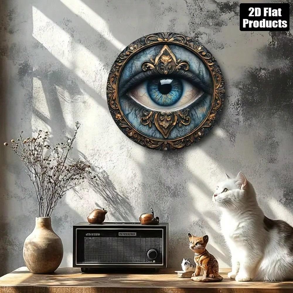 

Evil Eye Metal Wall Art Plaque Intricate Golden Blue Protection Design Home Decor Living Room M колір зеленого яблука