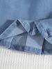 Single-piece Girls' Six-pointed Star Embroidered Casual Pleated Wide-leg Light-colored Denim Shorts/skirt