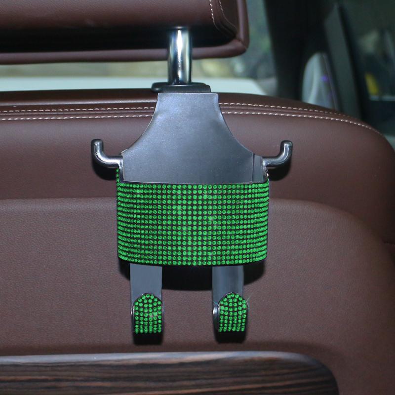 Diamond Crystal Car Seat Headrest Hook Hanger Storage Organizer Universal with Cup Holder for Handbag Bling Car Accessories