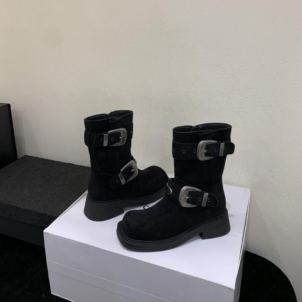 Coarse heel French British style retro western cowboy short boots women's boots autumn 2025 new models