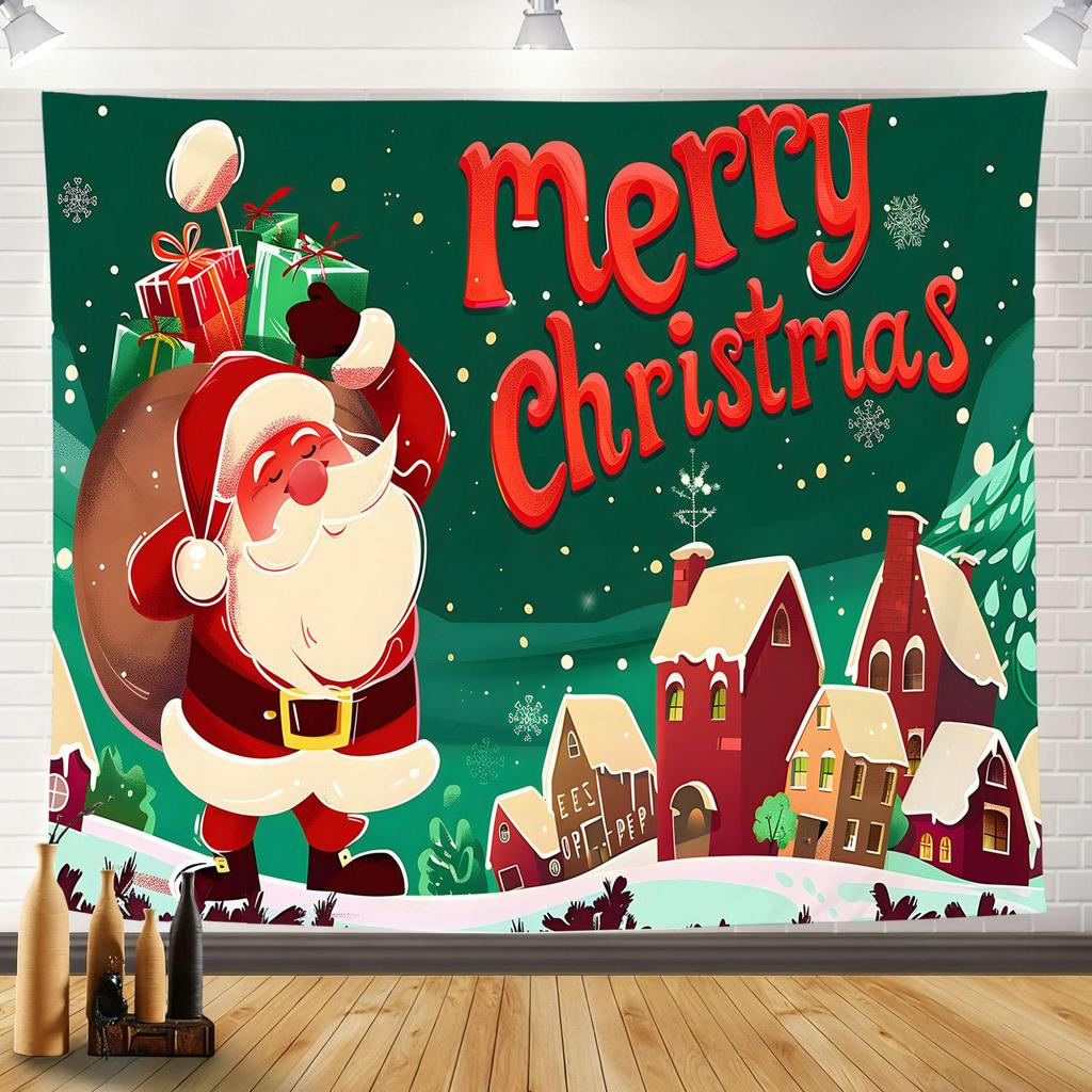 2025 Merry Christmas Tapestry: Festive Holiday Background Wall Hanging for Party Decoration
