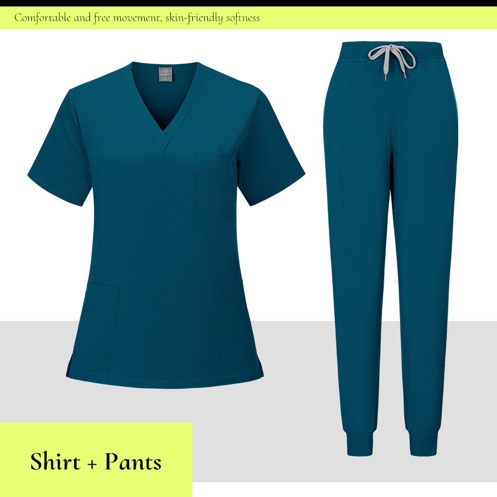 Ready-To-Ship: TEM Women's Scrub Set - 13 Colors, Four-Way Stretch, Short Sleeve, Long Pants