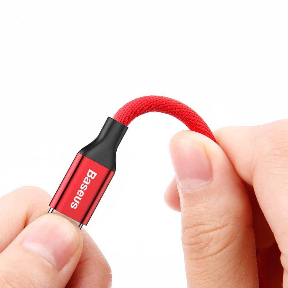 Fabric braided USB cable iPhone Lightning 18m red