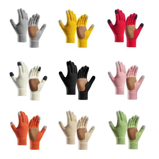 Winter Touchscreen Gloves Men Women Warm Knitted Gloves with Anti-Slip Palm Thickened Thermal Gloves for Outdoor Cycling Daily Outings