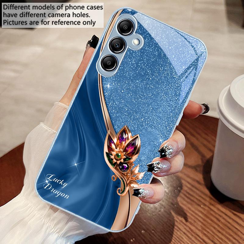 Colorful gemstone pattern For Samsung A 73 72 71 70 56 55 54 53 52 51 50 42 35 34 33 32 31 26 25 24 23 22 30 20 glass phone case