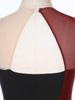 Womens Figure Skating Costume Sparkly Rhinestones Color Block Sleeveless Cutout Back Sheer Mesh Leotard
