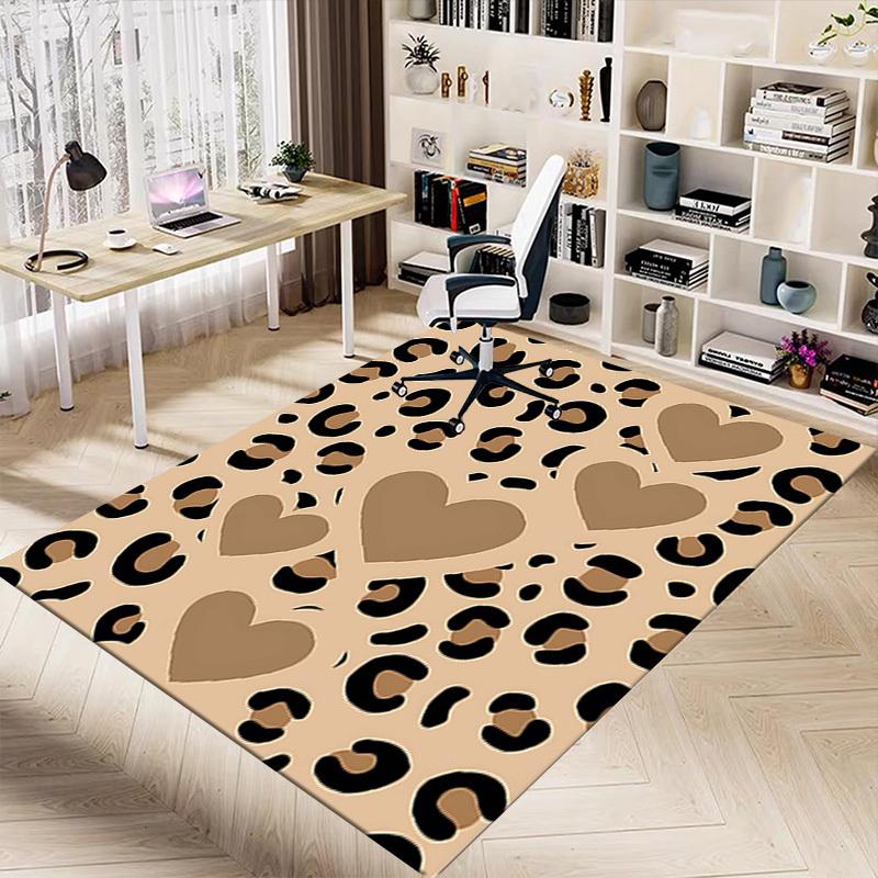 1 Stück Leopardenmuster Herz Rutschfester Bodenteppich, geeignet für Büro, Schlafzimmer und Spielzimmer. Kann auch als Sofafußstützenbezug verwendet werden-T40