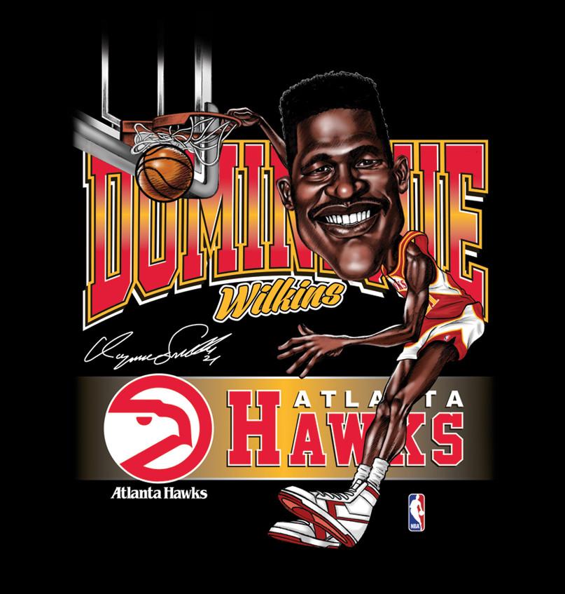 Dominique Wilkins caricature T-shirt Black Cotton Tee S to 5XL JJ3760